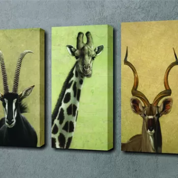 Set 3 tablouri decorative, UC68, Canvas, Dimensiune: 45 x 20 cm (3 bucati), Multicolor imagine