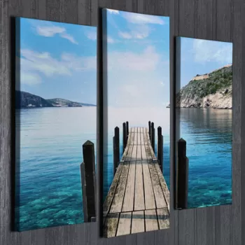 Set 3 tablouri decorative, UC69, Canvas, 45 x 20 cm, Multicolor imagine