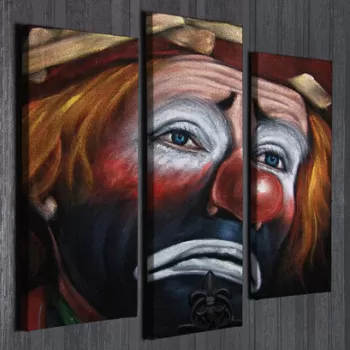 Set 3 tablouri decorative, UC95, Canvas, Lemn, Multicolor imagine