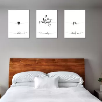 Set 3 tablouri decorative, UDC03, 60% bumbac/40% poliester, Rama de lemn, Multicolor imagine