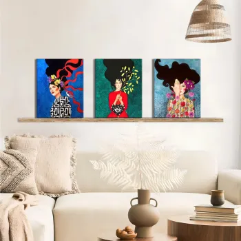 Set 3 tablouri decorative, UDC10, Canvas imprimat, Multicolor imagine