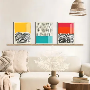 Set 3 tablouri decorative, UDC15, Canvas imprimat, Multicolor imagine