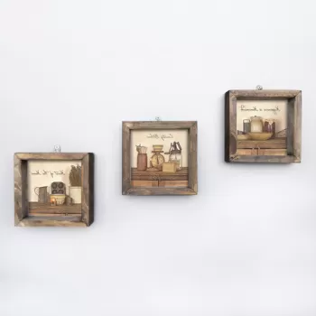 Set 3 tablouri decorative, UKZM004, MDF, Imprimat UV, Multicolor imagine