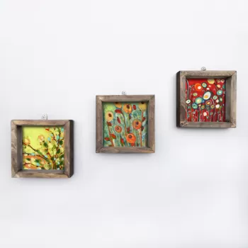 Set 3 tablouri decorative, UKZM018, MDF, Imprimat UV, Multicolor imagine