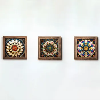 Set 3 tablouri decorative, UKZM067, Imprimat UV, Multicolor imagine