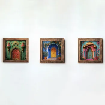 Set 3 tablouri decorative, UKZM072, Imprimat UV, Multicolor imagine