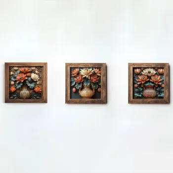 Set 3 tablouri decorative, UKZM076, Imprimat UV, Multicolor imagine