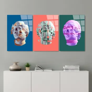 Set 3 tablouri decorative, UV-878, Dimensiune: 45 x 65 cm (3 bucati), Multicolor imagine