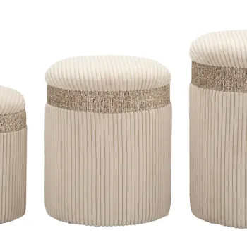 Set 3 taburete cu spatiu de depozitare Cream, Mauro Ferretti, 40.5x49.5 cm, MDF/poliester, crem imagine