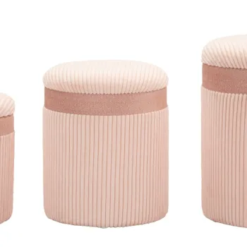 Set 3 taburete cu spatiu de depozitare Pink, Mauro Ferretti, 40.5x49.5 cm, MDF/poliester, roz imagine