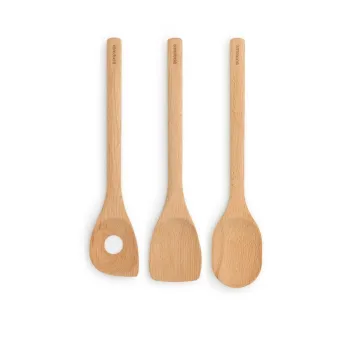 Set 3 ustensile de bucatarie, Brabantia, Profile, 33.5x7x3.7 cm, lemn, natural imagine