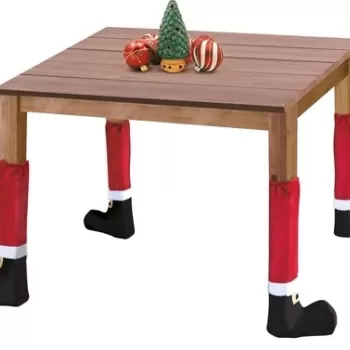 Set 4 decoratiuni pentru picioare de masa/scaun Christmas, poliester, rosu/negru/alb imagine