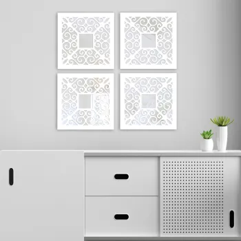 Set 4 oglinzi decorative, BYZ06833628, MDF, Argintiu imagine