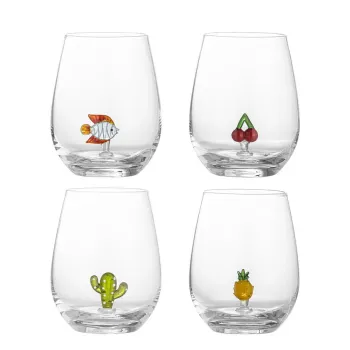 Set 4 pahare, Bloomingville, Misa , 9x12 cm, 560 ml, sticla, transparent imagine