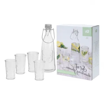 Set 4 pahare si sticla, transparent, sticla imagine