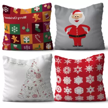 Set 4 perne decorative, NYXMAS01, 50% Bumbac / 50% Poliester, Multicolor imagine