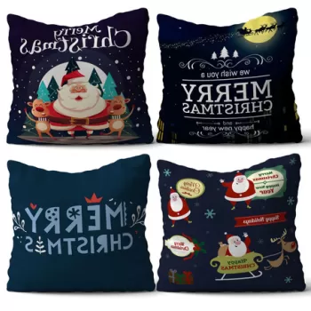 Set 4 perne decorative, NYXMAS02, 50% Bumbac / 50% Poliester, Multicolor imagine