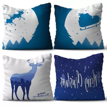 Set 4 perne decorative, NYXMAS03, 50% Bumbac / 50% Poliester, Multicolor imagine