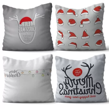 Set 4 perne decorative, NYXMAS04, 50% Bumbac / 50% Poliester, Multicolor imagine