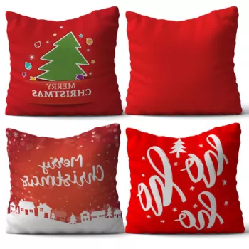 Set 4 perne decorative, NYXMAS06, 50% Bumbac / 50% Poliester, Multicolor imagine