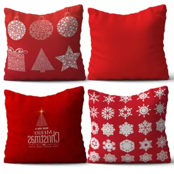 Set 4 perne decorative, NYXMAS07, 50% Bumbac / 50% Poliester, Multicolor imagine