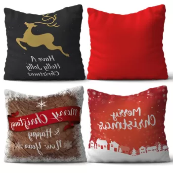 Set 4 perne decorative, NYXMAS08, 50% Bumbac / 50% Poliester, Multicolor imagine