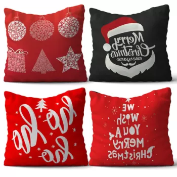 Set 4 perne decorative, NYXMAS09, 50% Bumbac / 50% Poliester, Multicolor imagine