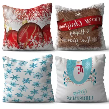 Set 4 perne decorative, NYXMAS12, 50% Bumbac / 50% Poliester, Multicolor imagine