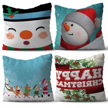 Set 4 perne decorative, NYXMAS13, 50% Bumbac / 50% Poliester, Multicolor imagine