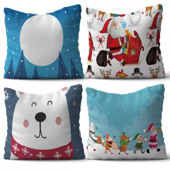 Set 4 perne decorative, NYXMAS14, 50% Bumbac / 50% Poliester, Multicolor imagine