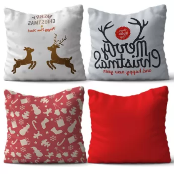 Set 4 perne decorative, NYXMAS16, 50% Bumbac / 50% Poliester, Multicolor imagine