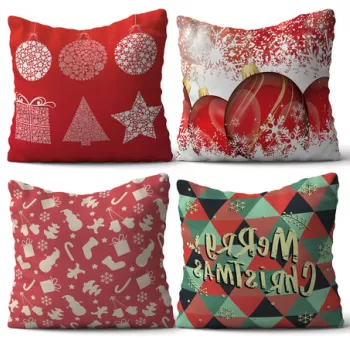 Set 4 perne decorative, NYXMAS18, 50% Bumbac / 50% Poliester, Multicolor imagine