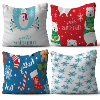 Set 4 perne decorative, NYXMAS19, 50% Bumbac / 50% Poliester, Multicolor imagine