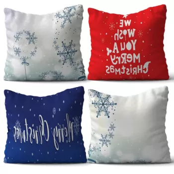 Set 4 perne decorative, NYXMAS21, 50% Bumbac / 50% Poliester, Multicolor imagine