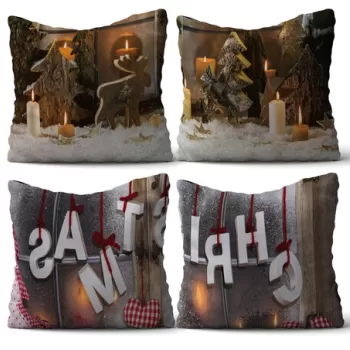 Set 4 perne decorative, NYXMAS22, 50% Bumbac / 50% Poliester, Multicolor imagine