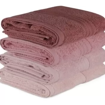 Set 4 prosoape de baie, Hobby, 50x90 cm, 100% bumbac, roz imagine