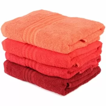 Set 4 prosoape de maini, Hobby, 70x140 cm, 100% bumbac, rosu imagine