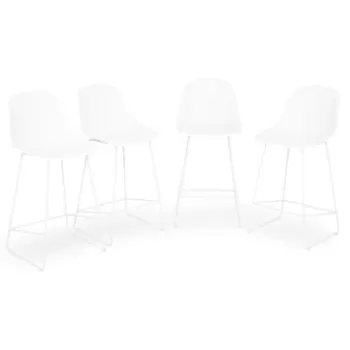 Set 4 scaune bar pentru tesara/gradina Gardenia, 44.5x47.5x95 cm, metal, alb imagine