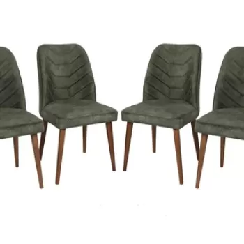 Set 4 scaune, Nmobb, Dallas 565, 50 x 90 x 49 cm, lemn/metal, maro/verde inchis imagine