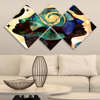 Set 4 tablouri decorative, 4MDF1005982012, MDF, Imprimat UV, Multicolor imagine