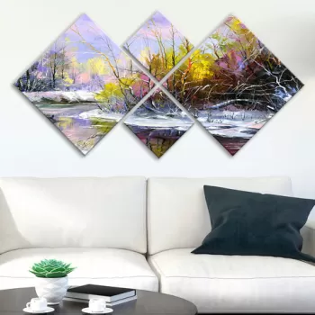 Set 4 tablouri decorative, 4MDF1174676, MDF, Imprimat UV, Multicolor imagine