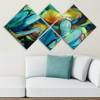 Set 4 tablouri decorative, 4MDF119511946, MDF, Imprimat UV, Multicolor imagine