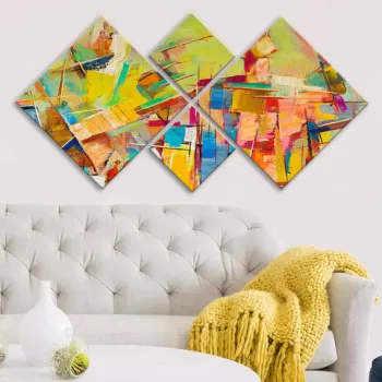 Set 4 tablouri decorative, 4MDF129236510, MDF, Imprimat UV, Multicolor imagine