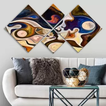 Set 4 tablouri decorative, 4MDF1302494941, MDF, Imprimat UV, Multicolor imagine
