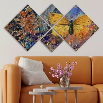 Set 4 tablouri decorative, 4MDF132235475, MDF, Imprimat UV, Multicolor imagine