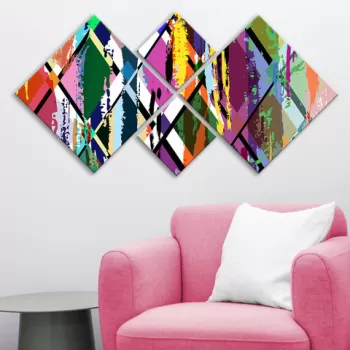 Set 4 tablouri decorative, 4MDF133483577, MDF, Imprimat UV, Multicolor imagine