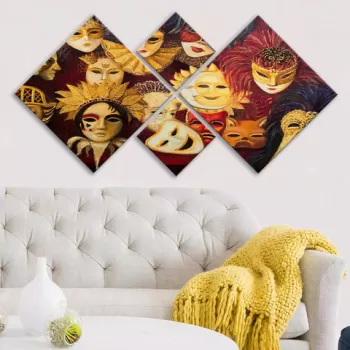 Set 4 tablouri decorative, 4MDF136447223, MDF, Imprimat UV, Multicolor imagine