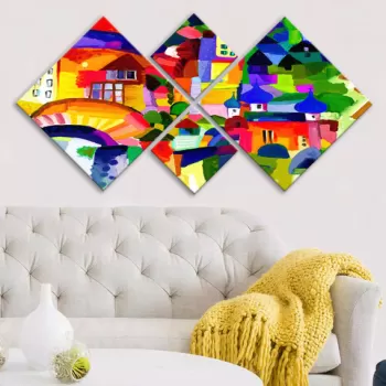 Set 4 tablouri decorative, 4MDF139340951, MDF, Imprimat UV, Multicolor imagine