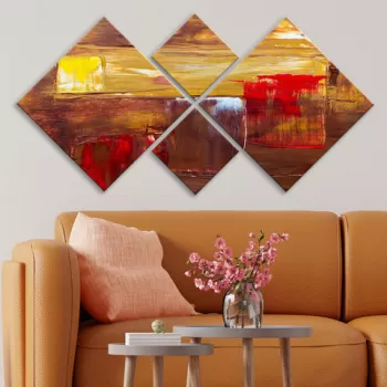 Set 4 tablouri decorative, 4MDF1427684, MDF, Imprimat UV, Multicolor imagine