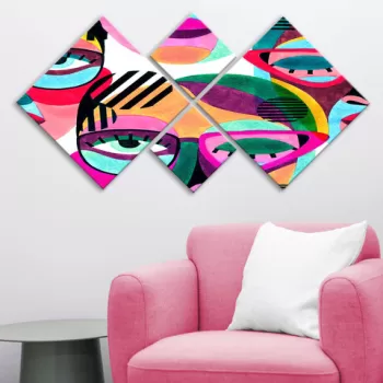 Set 4 tablouri decorative, 4MDF1567607053, MDF, Imprimat UV, Multicolor imagine